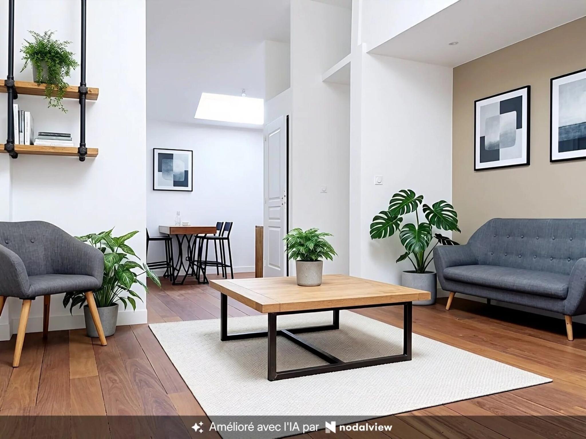 Séjour lumineux de l'appartement T3 rénové près du Vieux-Port de La Rochelle